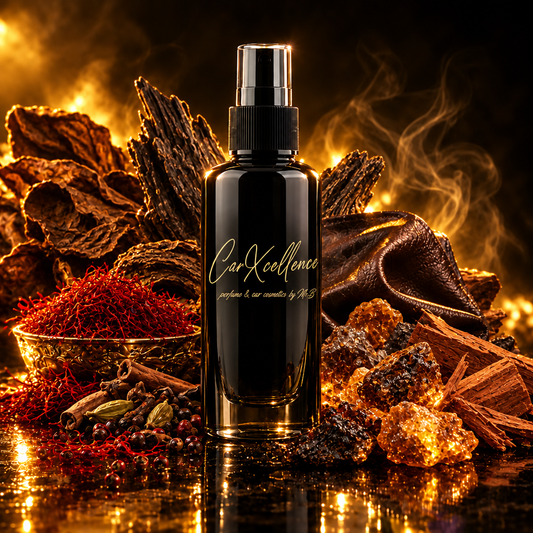 Autoparfüm Spray Max Dosed Oud 100ml – kraftvolles Autoparfüm mit Safran und Gewürzen im Auftakt, dunklem Oud und Tabak im Kern, getragen von schwerem Leder, rauchigen Harzen und Zeder. Extrem lange Sillage im Fahrzeuginnenraum, hergestellt in Deutschland.