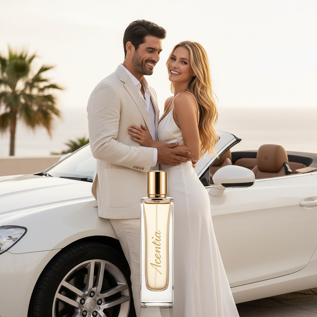 Acentia Bundle – Xcellence Parfum Extrait de Parfum 50ml & Autoparfüm Spray 100ml, Pärchen am Luxusauto, Ananas, Jasmin & Moschus, 57,95 €