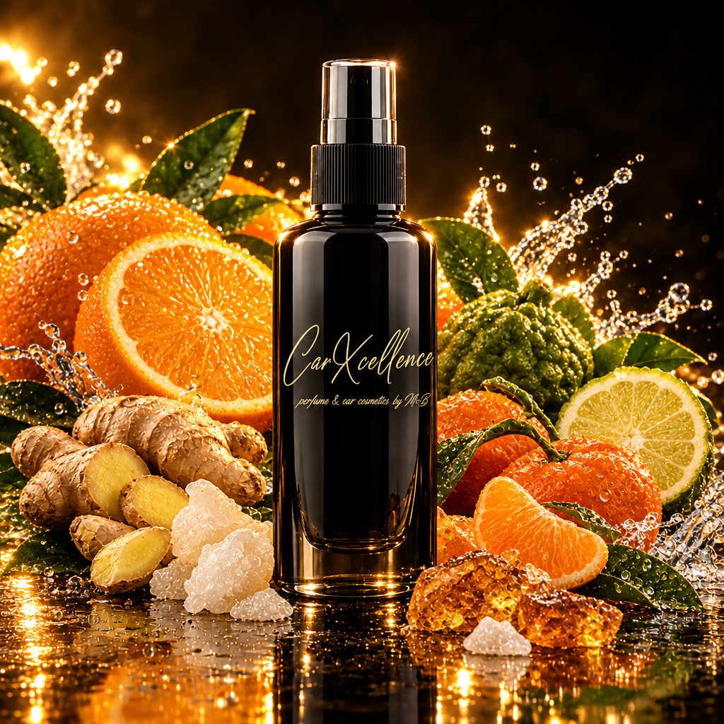 Zitrisch-aquatisches Autoparfüm Spray Night Pool 100ml von CarXcellence: sizilianische Orange, Bergamotte und Mandarine sorgen für frischen Auftakt, Ingwer und Moschus für das Herz, Ambra für den langen Nachklang im Fahrzeuginnenraum.