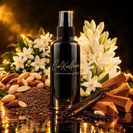 Hypnotize Autoparfüm Spray 100ml von CarXcellence, ein orientalisch-gourmandiger Autoduft: sanfte Bittermandel und würziger Kümmel im Auftakt, Jasmin-Sambac und Tuberose im Herzen, Vanille, Sandelholz und Moschus in der Tiefe. Betörend und raumfüllend im Innenraum.