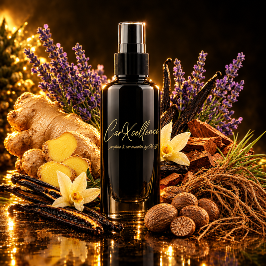Autoparfüm Spray Made in Italy 100ml von CarXcellence – würzig-orientalisches Autoparfüm mit hochkonzentriertem Parfümöl, Kopfnoten aus Ingwer und Vanille, Herz aus Bourbon-Vanille, Lavendel und Muskatnuss, Basis aus Zedernholz und Vetiver, bis zu 7 Tage Duft auf Autoteppichen, Made in Germany