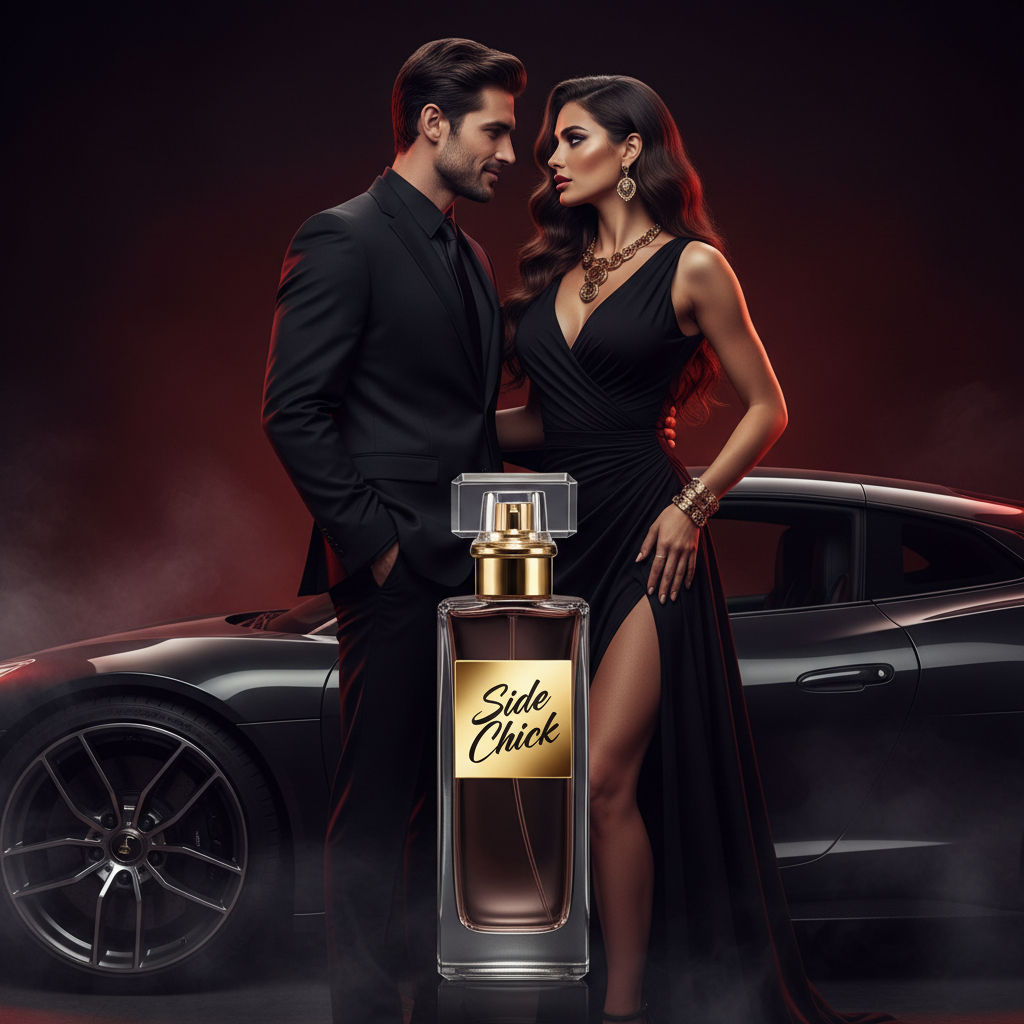 Side Chick Bundle – Xcellence Parfum Extrait de Parfum 50ml & Autoparfüm Spray 100ml, elegantes Pärchen am Luxusauto, Rum, Tabak & Vanille, 57,95 €