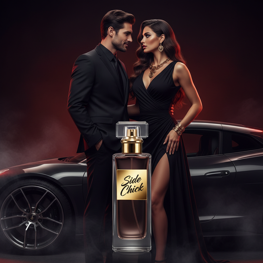 Side Chick Bundle – Xcellence Parfum Extrait de Parfum 50ml & Autoparfüm Spray 100ml, elegantes Pärchen am Luxusauto, Rum, Tabak & Vanille, 57,95 €